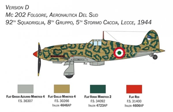 Italeri 1439 1/72 Scale MC.202 Folgore Plastic Model Kit (Scale Model) - Techtonic Hobbies - Italeri