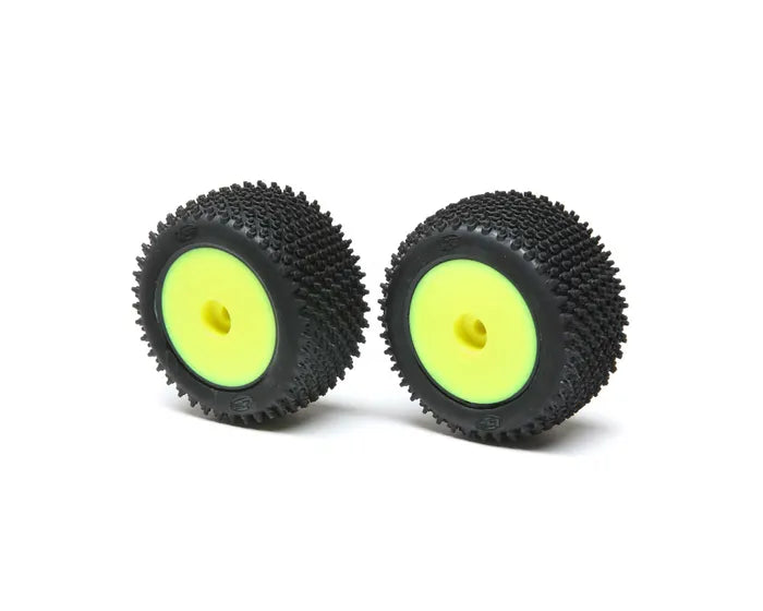 Losi-Losi Step Pin Tyres, Rear, Mounted, Yellow, Mini-T 2.0-rc-cars-scale-models-sunshine-coast