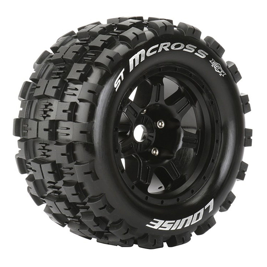 Louise World MFT 1/8 ST-MCROSS Stadium Truck TIRE SPORT / 1/2 OFFSET BLACK RIM HEX 17mm / MOUNTED LT3327BH - Techtonic Hobbies - Louise World