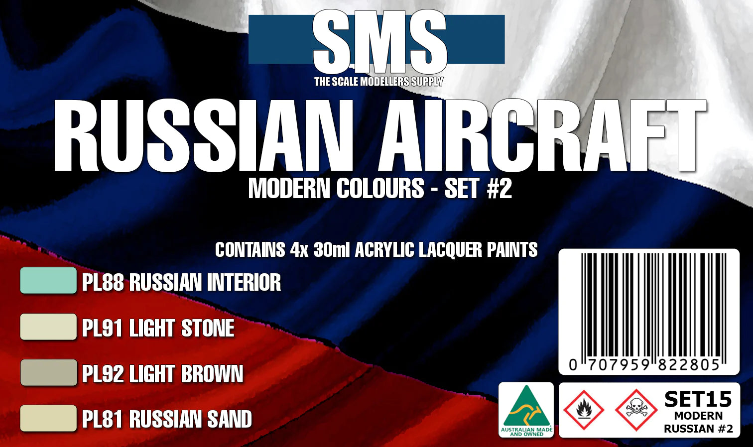 Scale Modellers Supply-MODERN RUSSIAN AIRCRAFT #2 Colour Set 1 (Scale Models)-rc-cars-scale-models-sunshine-coast