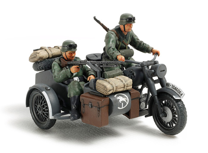 Tamiya-Tamiya 1/48 GERMAN BIKE & SIDECAR-rc-cars-scale-models-sunshine-coast