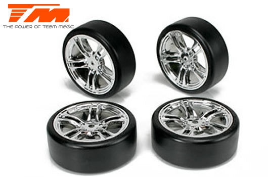 Team Magic-E4D mounted drift tyre & rim Silver-rc-cars-scale-models-sunshine-coast