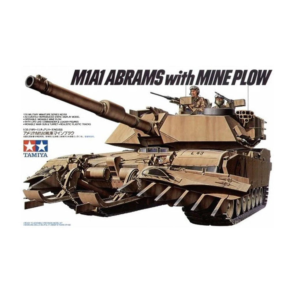 Tamiya 1/35 US M1A1 Abrams with Mine Plow 35158 - Techtonic Hobbies - Tamiya
