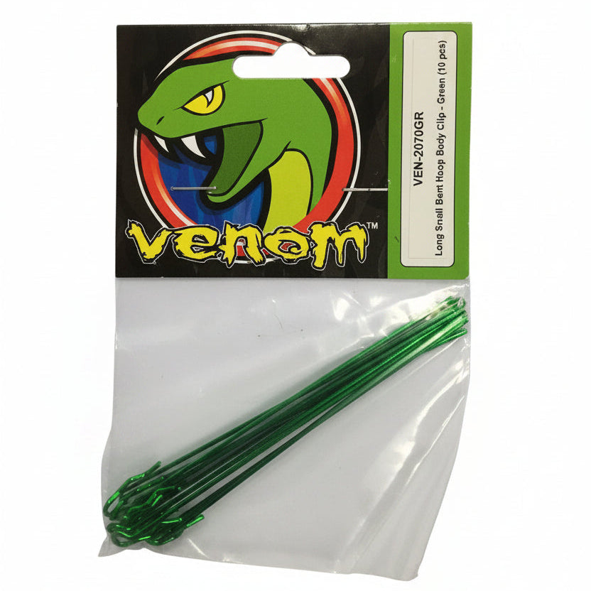 VENOM-1/10th Long Body Clip Green (10pcs)-rc-cars-scale-models-sunshine-coast