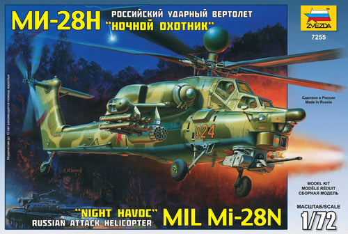 Zvezda 7255 1/72 scale Mil Mi-28N Night Havoc Modern Russian Attack Helicopter Plastic Model Kit (Scale Model) - Techtonic Hobbies - Zvezda