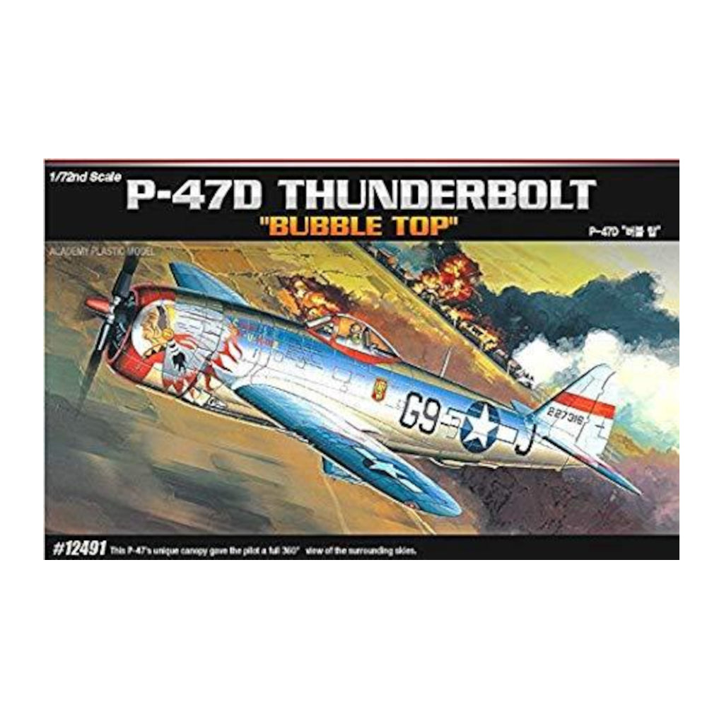 Academy 12491 1/72 Scale P-47D THUNDERBOLT [BUBBLE-TOP] Plastic Model Kit - Techtonic Hobbies - Academy