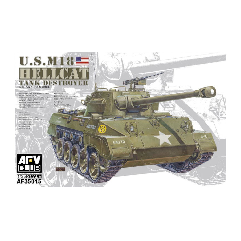 AFV Club 35015 1/35 Scale M-18 Hellcat WW2 USA Tank Destroyer Plastic Model Kit - Techtonic Hobbies - AFV Club