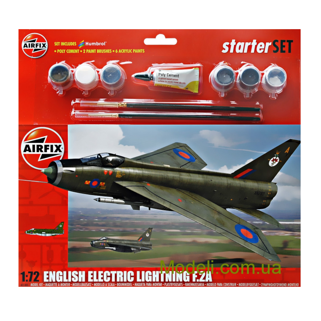 Airfix 1/72 English Electric Lightning F2A Starter Set Plastic Model Kit 55305 - Techtonic Hobbies - Airfix