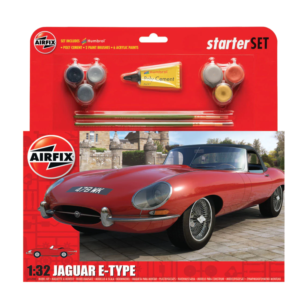 Airfix 1/32 Starter Set Jaguar E-Type Plastic Model Kit 55200 - Techtonic Hobbies - Airfix