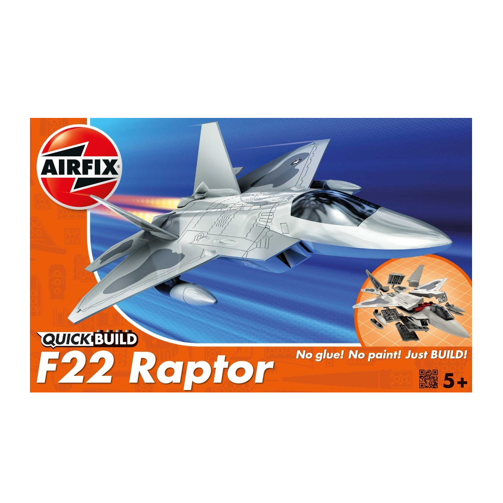 Airfix J6005 Airfix Quickbuild F-22 Raptor Jet Scaled Plastic Model Kit - Grey - Techtonic Hobbies - Airfix