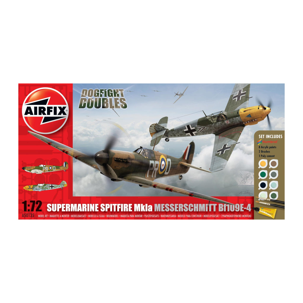 Airfix Spitfire Mkia & Messerschmitt Bf109E-4 Dogfight Doubles Gift Set 1:72 - Techtonic Hobbies - Airfix