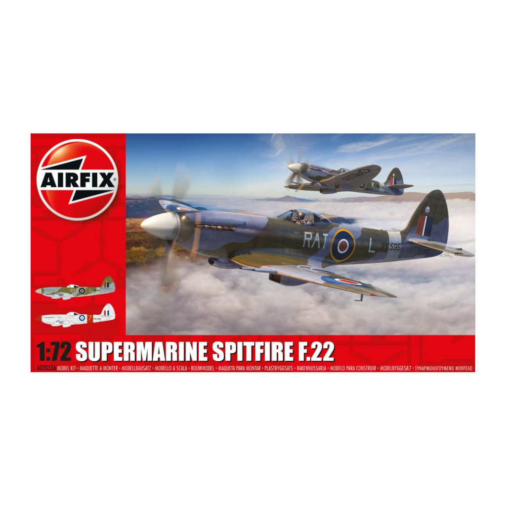 Airfix 02033A Supermarine Spitfire F.Mk.22 (WW2 British Fighter) Plastic Model Kit (Scale Models) - Techtonic Hobbies - Airfix