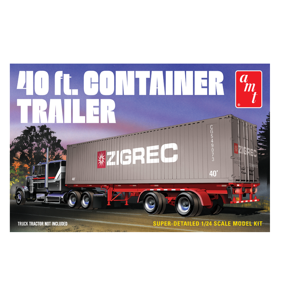 AMT 1196 1/25 Scale 40ft Container Trailer Plastic Model Kit - Techtonic Hobbies - AMT