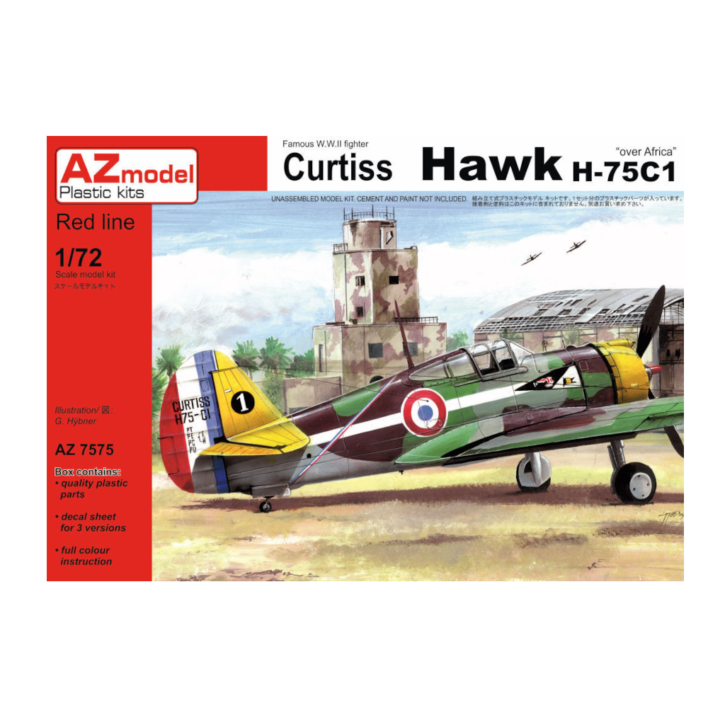 AZ-Model 7575 1/72 Scale Curtiss Hawk H-75C1 French Service 'Over Africa' Plastic Model Kit - Techtonic Hobbies - AZ Models
