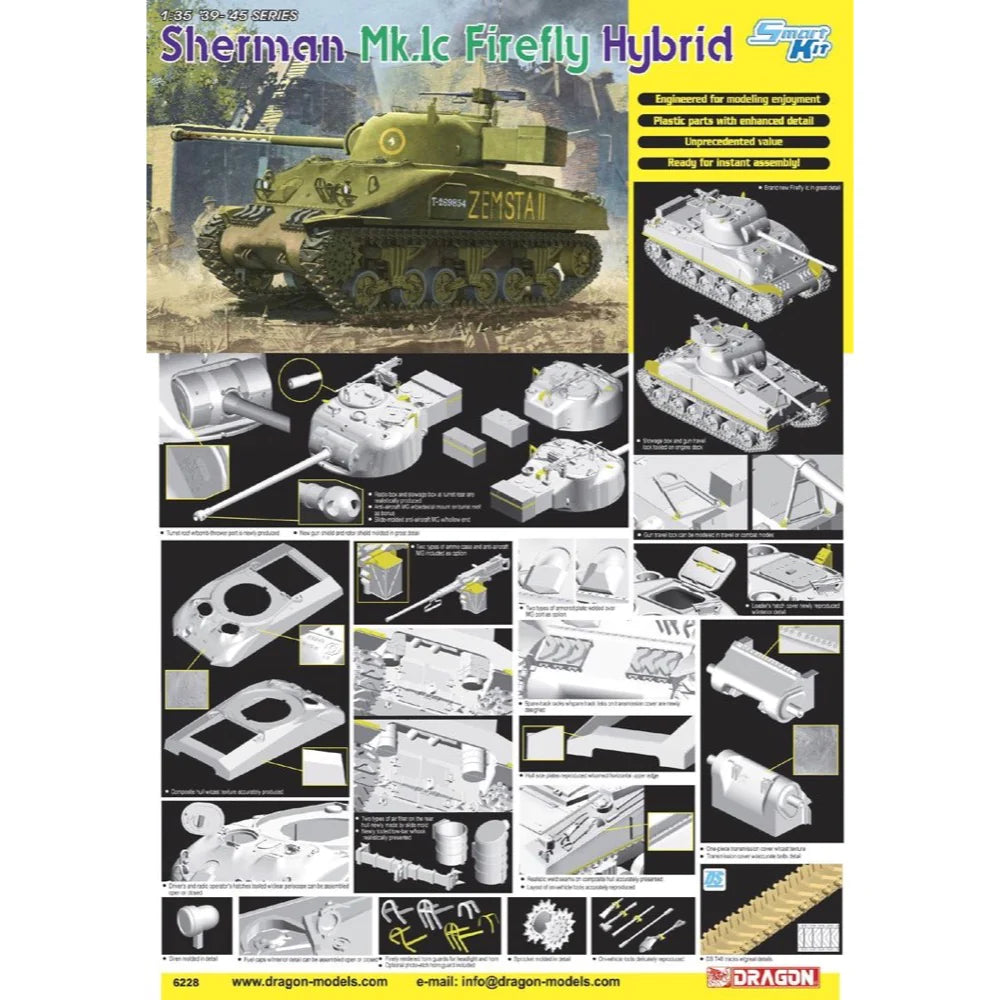 Dragon 6228 1/35 Scale M4A1 Sherman Mk.Ic Firefly Hybrid - Techtonic Hobbies - Dragon