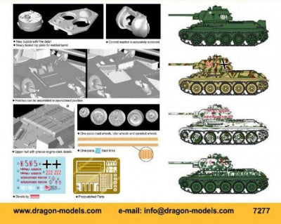 Dragon 7277 1/72 Scale T-34/76 (Model 1943) Plastic Model Kit (Scale Model) - Techtonic Hobbies - Dragon