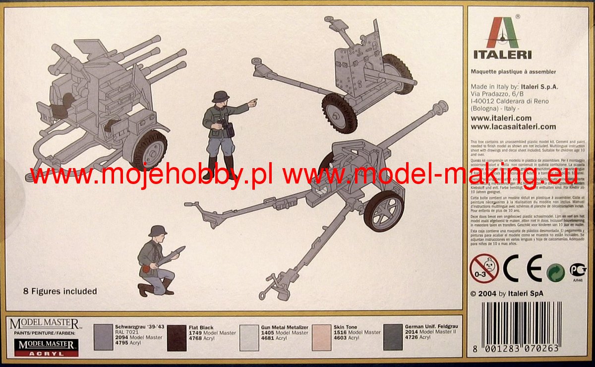 Italeri 7026 1/72 Scale German Guns Set PAK36, PAK40, FLAK38 Plastic Model Kit (Scale Model) - Techtonic Hobbies - Italeri