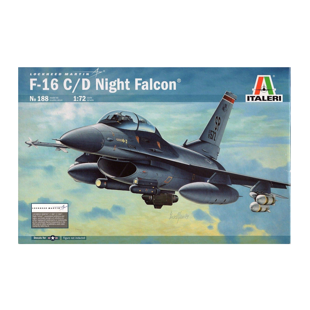 Italeri 000188 1/72 Scale F-16C/D Night Falcon - Techtonic Hobbies - Italeri