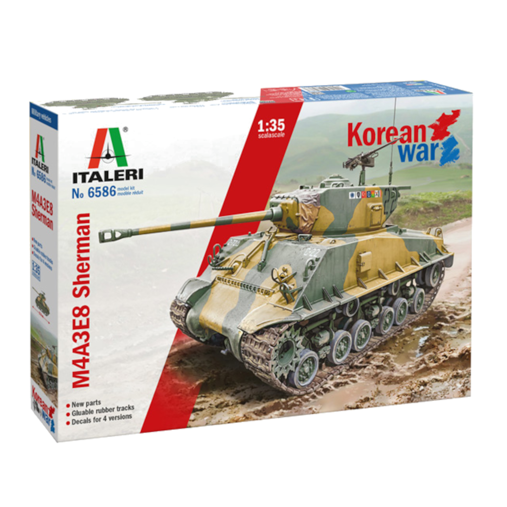 Italeri 06586 1/35 Scale M4A3E8 Sherman Korean War Plastic Model Kit - Techtonic Hobbies - Italeri