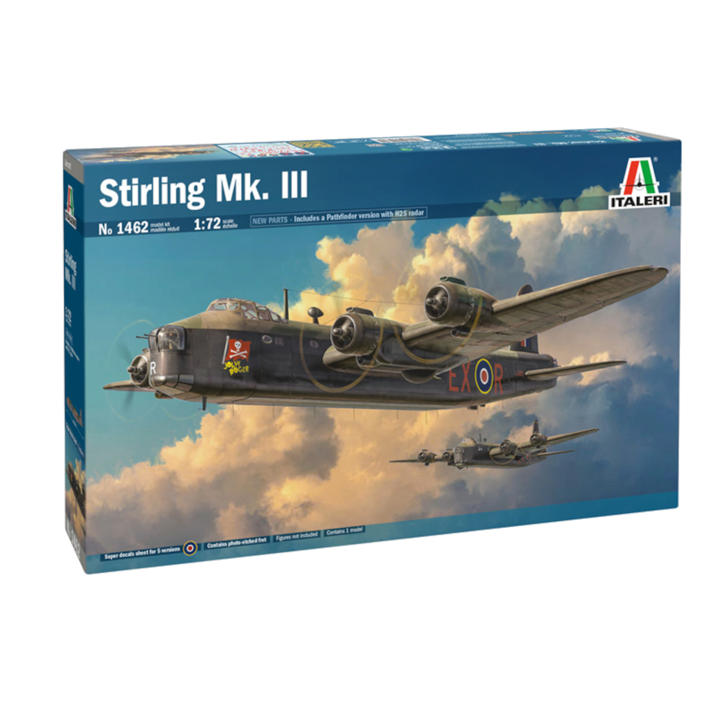 Italeri 001462 1/72 Scale Short Stirling Mk. III (British WW2 Bomber) Plastic Model Kit - Techtonic Hobbies - Italeri