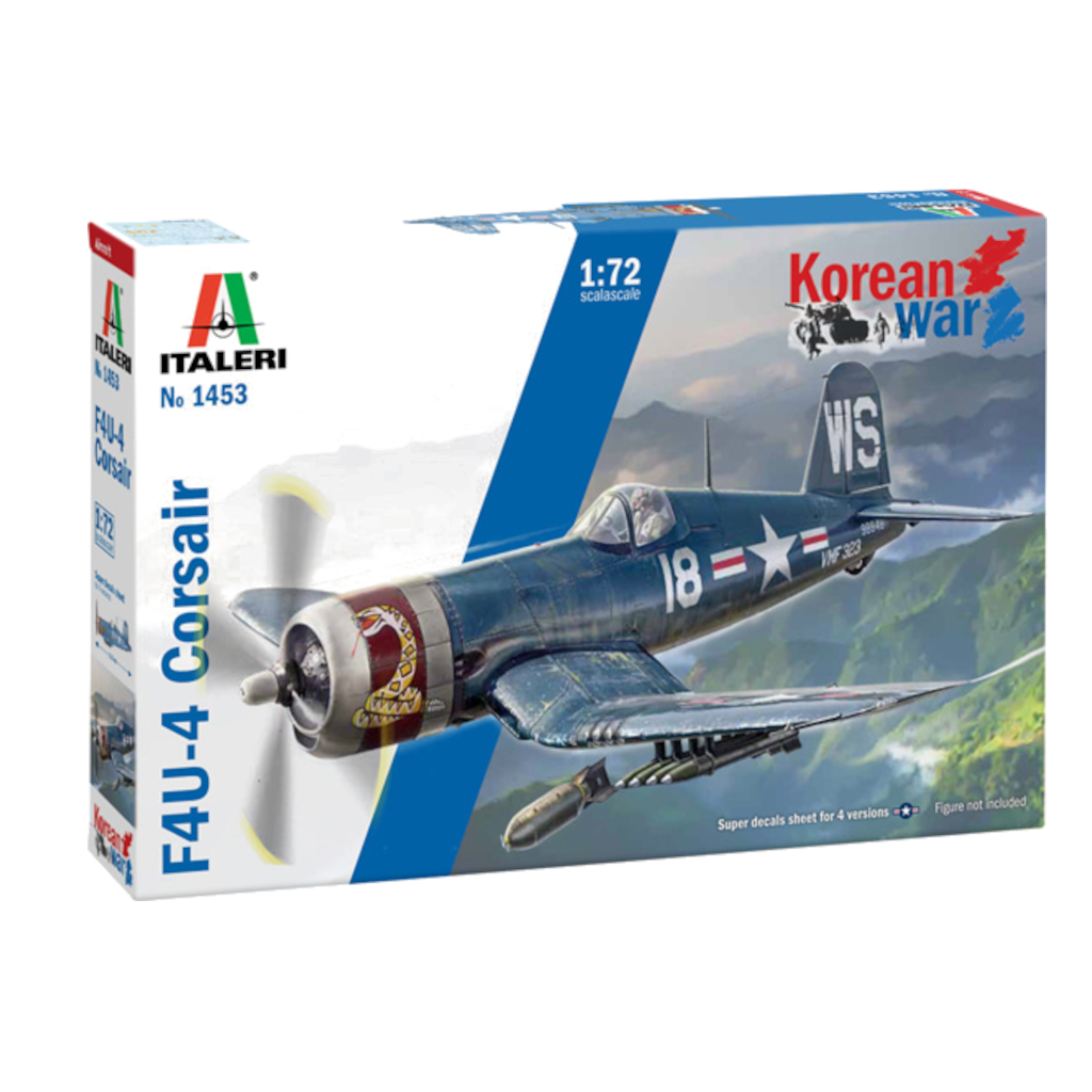 Italeri 001453 1/72 Scale Vought F-4U/4B Korean War Plastic Model Kit - Techtonic Hobbies - Italeri