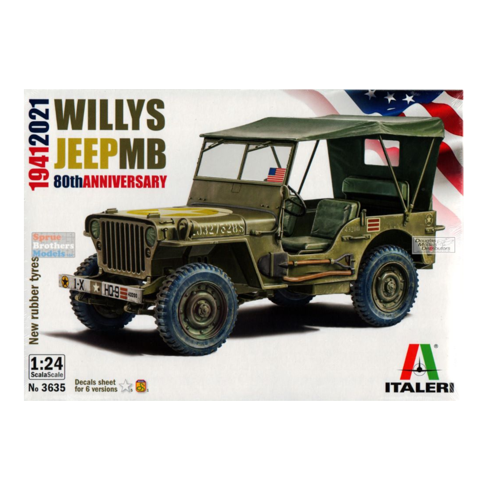Italeri 03635 1/24 Scale Jeep Willys Mb Plastic Model Kit - Techtonic Hobbies - Italeri