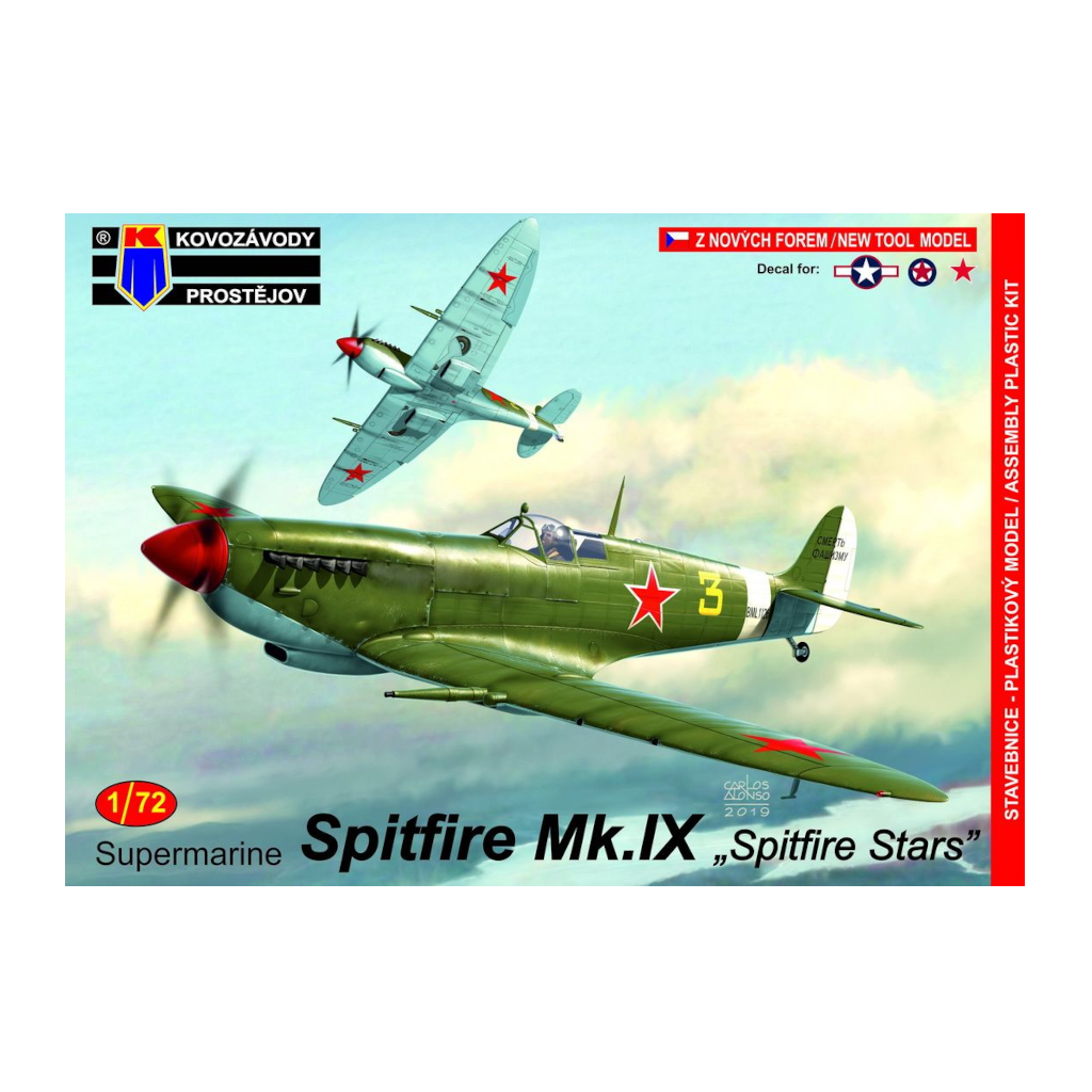 Kovozávody Prostějov 0167 1/72 Scale Supermarine Spitfire Mk IX 'Spitfire Stars" Plastic Model Kit - Techtonic Hobbies - Kovozávody Prostějov