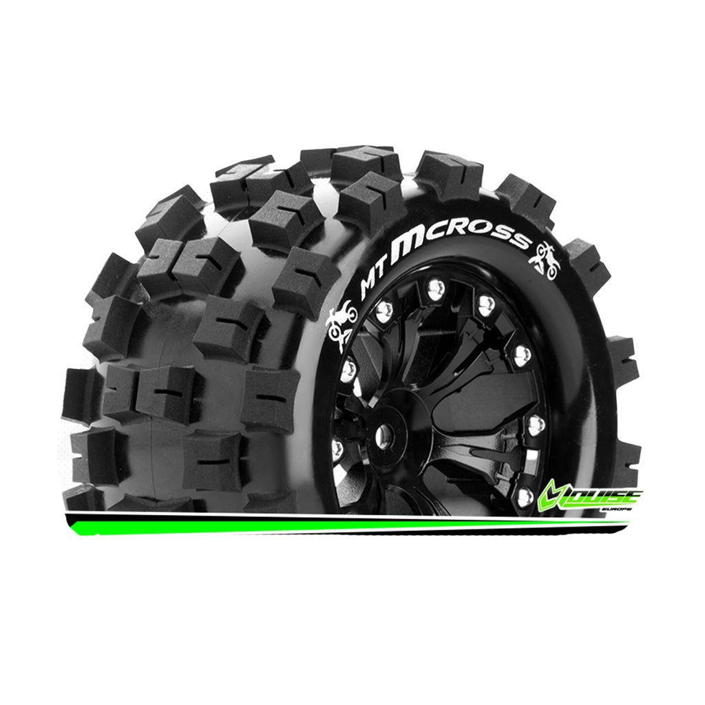 MT-Mcross 2.8 tyre w/rim Black 12mm hex - Techtonic Hobbies - Louise World