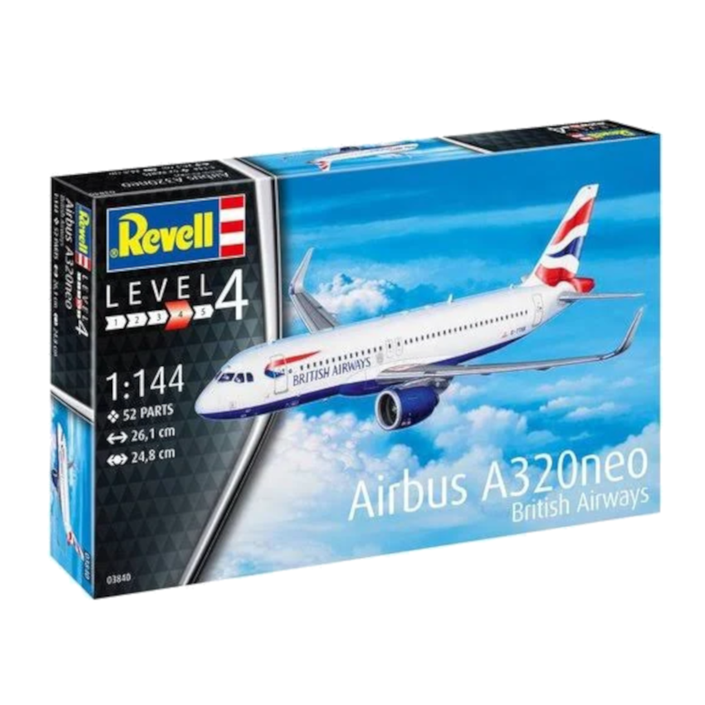 Revell 03840 1/144 Scale Airbus A320 Neo British Airways Model Kit - Techtonic Hobbies - Revell