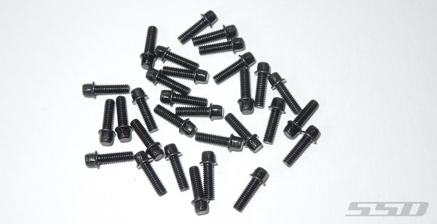 BLACK M2.5 X 8MM SCALE WHEEL BOLTS SSD000408 (RC Car) - Techtonic Hobbies - SSD