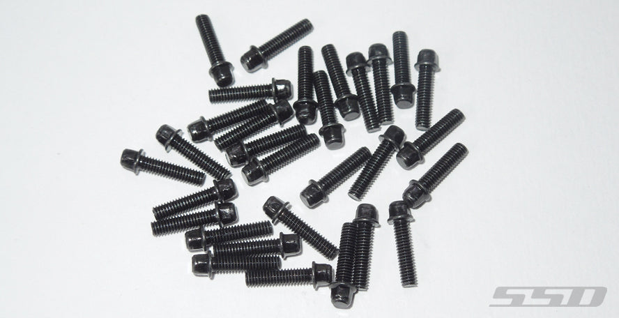 BLACK M2.5 X 10MM SCALE WHEEL BOLTS SSD00410 (RC Car) - Techtonic Hobbies - SSD