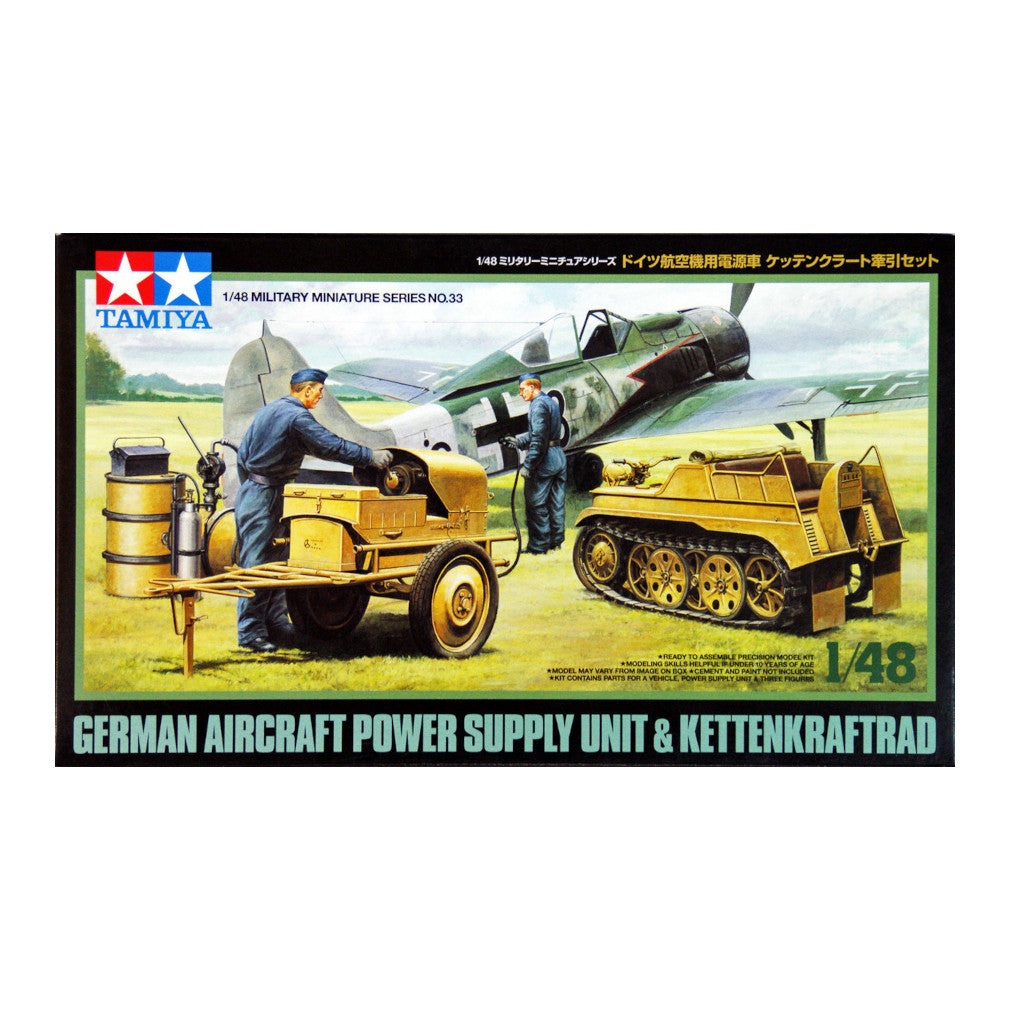Tamiya 32533  1/48 scale German Aircraft Power Supply Unit & Kettenkraftrad Model Kit - Techtonic Hobbies - Tamiya
