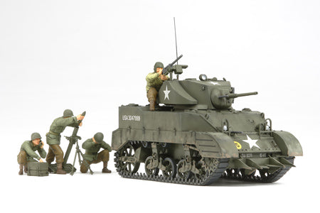 Tamiya 35313 1/35 Scale US Light Tank M5A1 - Pursuit Operation w/4 Figures Model Kit - Techtonic Hobbies - Tamiya