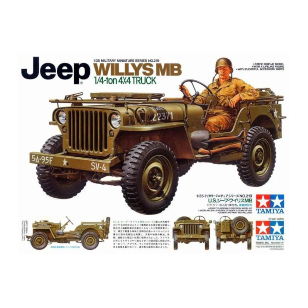 Tamiya 35219 1/35 Scale US Jeep Willys MB 1/4 Ton Truck Model Kit - Techtonic Hobbies - Tamiya